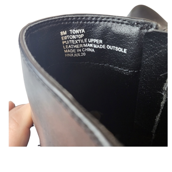 Espirit Tonya Black Leather Leopard Print Color Block Ankle Booties - Picture 8 of 12